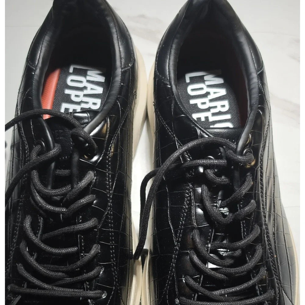 Mario Lopez Cruz Black Croc/Off White Sneakers Men's US 10 Casual Shoes